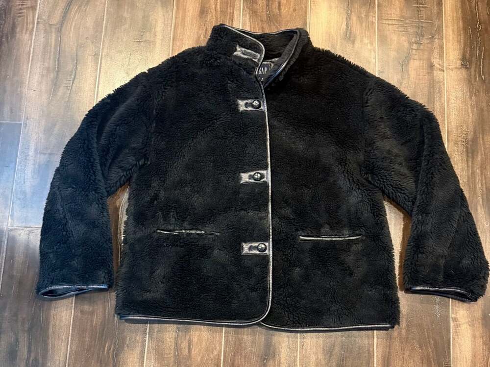 Gap Sherpa & Vegan Leather-Trim Jacket Size M Black